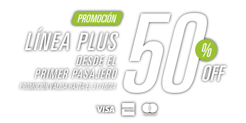 50%Off del 2do al 5to viajero en productos seleccionados